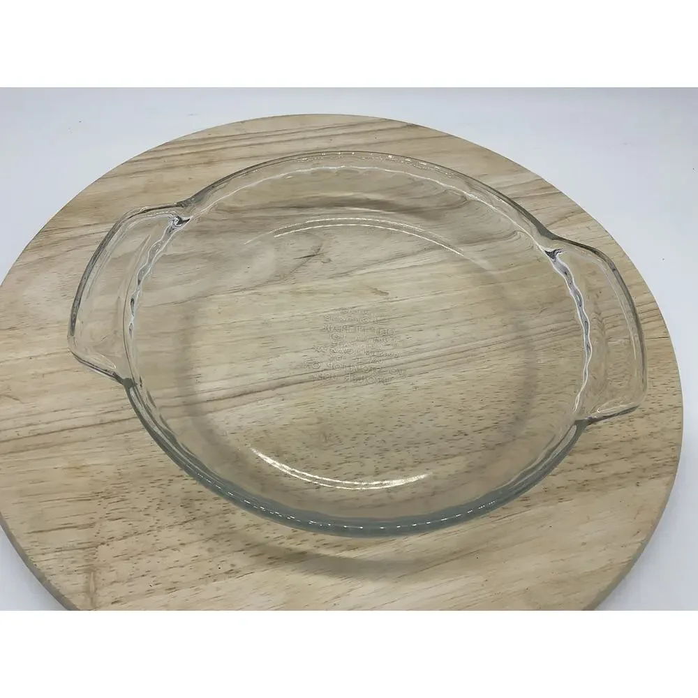 Anchor Hocking Clear Glass Deep Pie‎ Dish 9 In Round Baking Pan Handles Kitchen